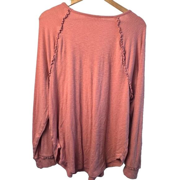 LC Lauren Conrad Pink Ruffle Long Sleeve Top Women’s XL - Picture 3 of 5